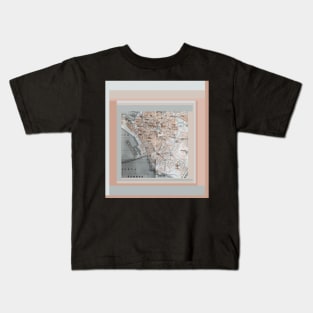 Genoa Genova, Italy map, antique map, 19th century Kids T-Shirt